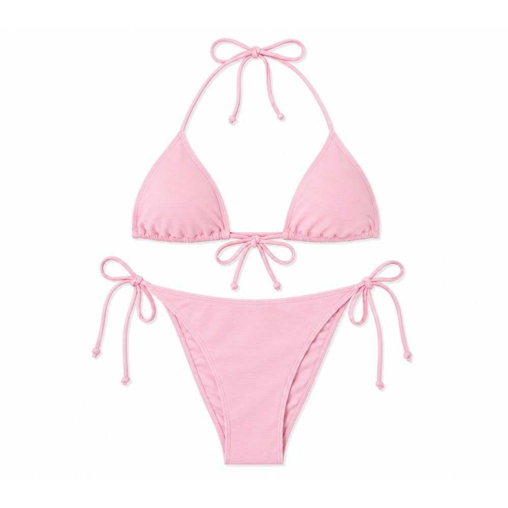 WILO The Label Pink 2PC Tie String Bikini Swimsuit Size L NWT MSRP $88